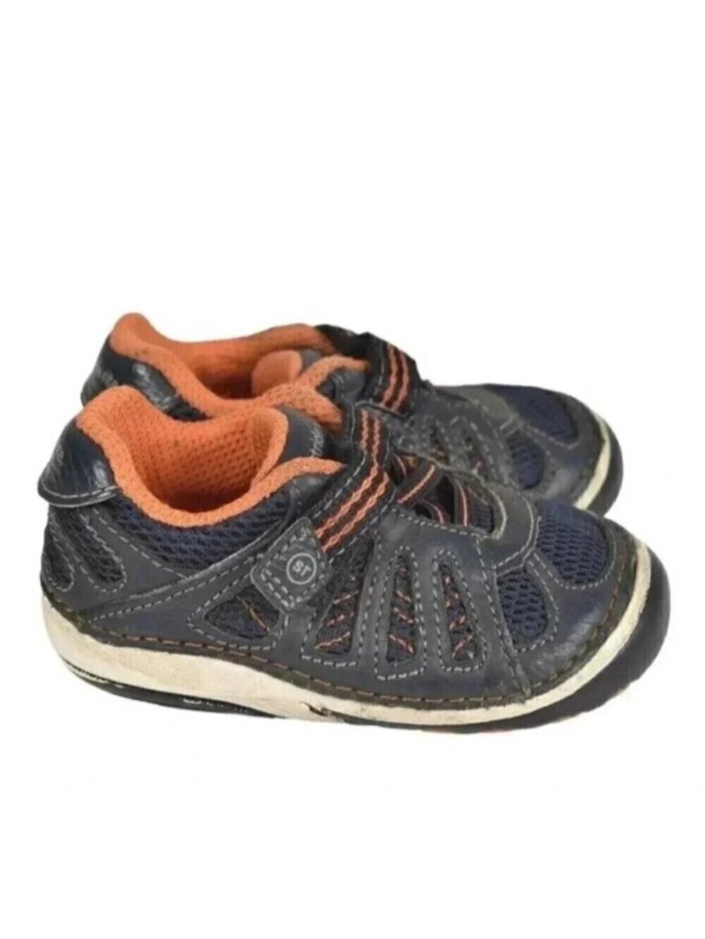 Stride Rite Leather Sneakers Shoes Blue Velcro Strap Size 4